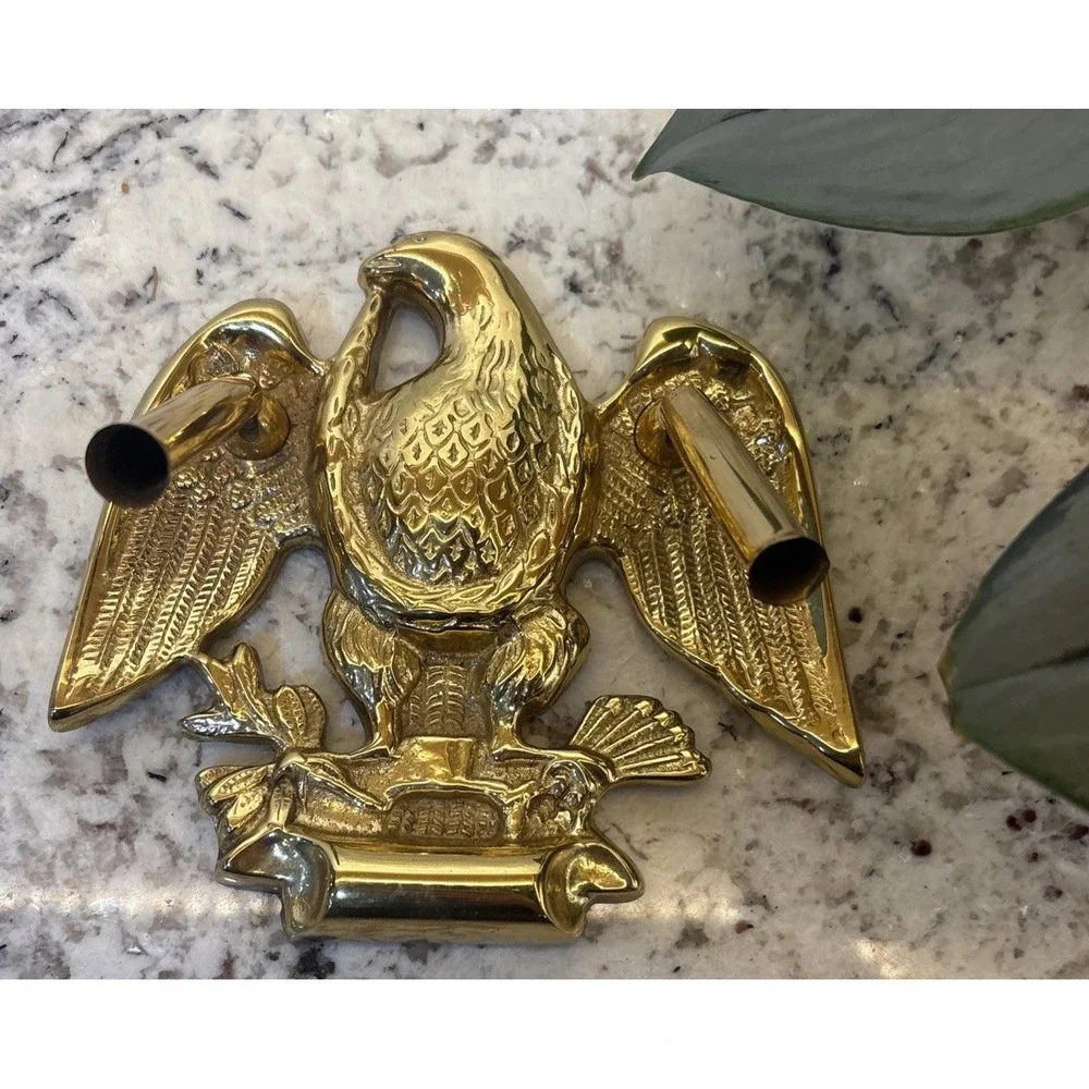 Vintage Solid Brass Eagle Pen Holder Desk‎  American Patriotic Spread Wing